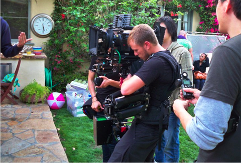 Noah operating Steadicam for promotional shoot